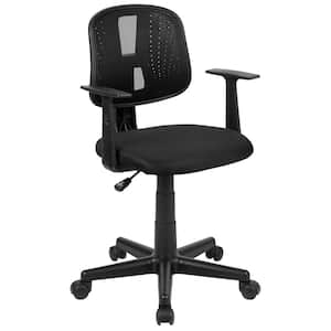Flash Fundamentals Mid-Back Mesh Swivel Ergonomic Task Office Chair in Black with Pivot Back and Arms