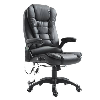 22.4" x 26.8" x 47.6" Black PU Leather Heated Adjustable Executive Chair with Arms
