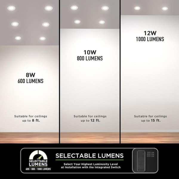 Elite Series 4 in. LED DuoBright, 3-Level Lumen Select, Ultraslim Canless Recessed Light, Adjustable CCT (4-Pack)
