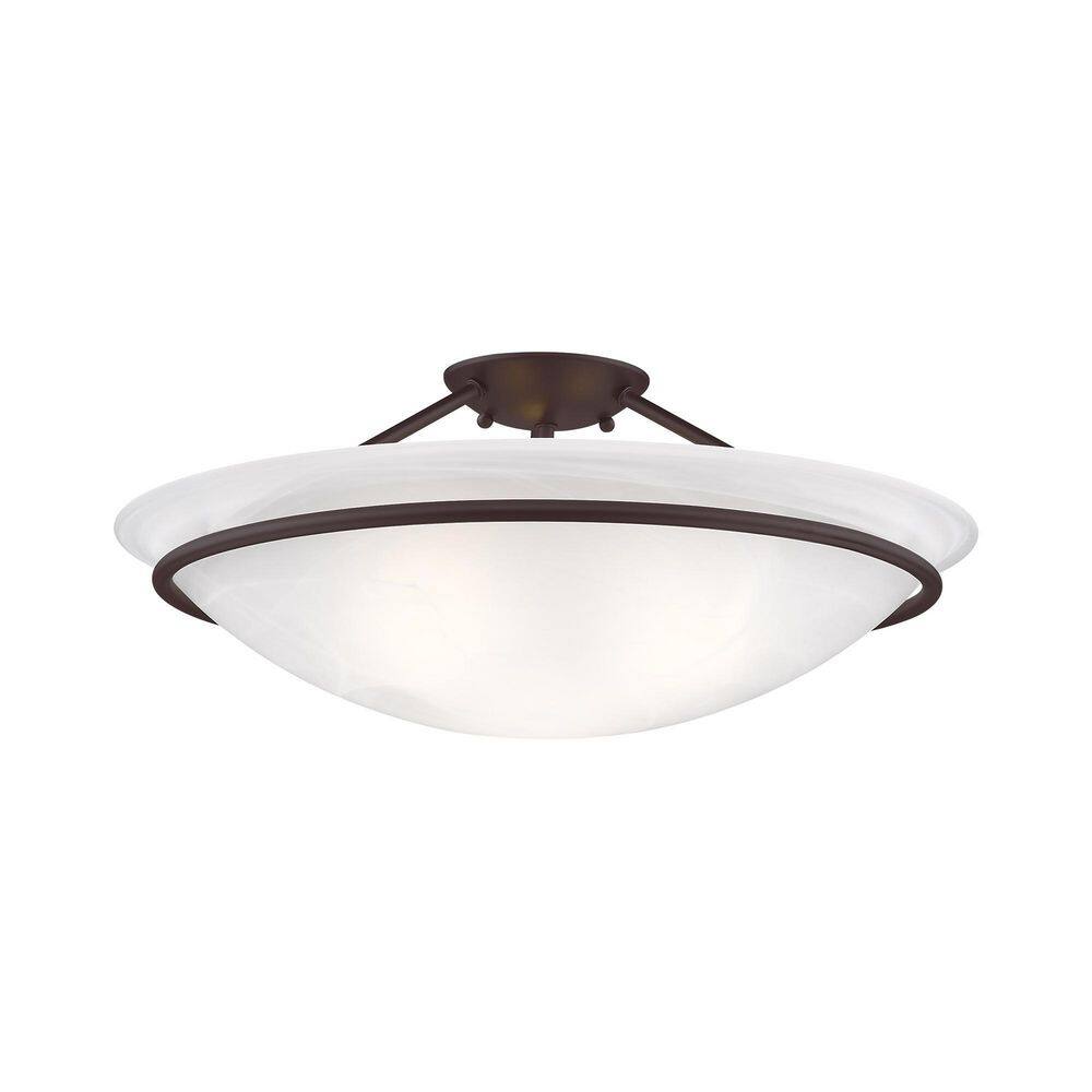 Newburgh Bronze 3-Light Semi-Flush Mount with Alabaster Glass