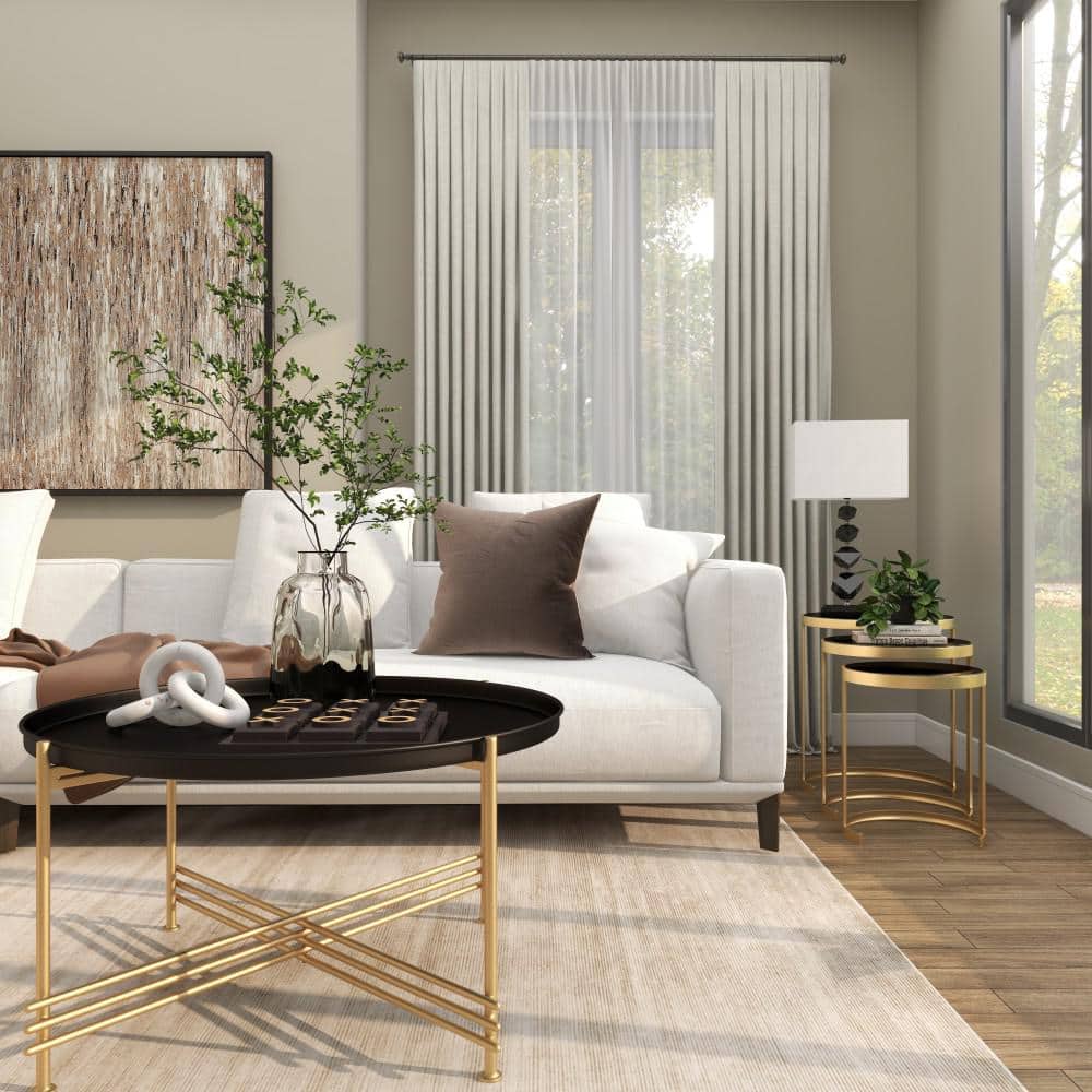 Elegant Gold Metal and Mirrored Glass Round Nesting Tables, Set of 3