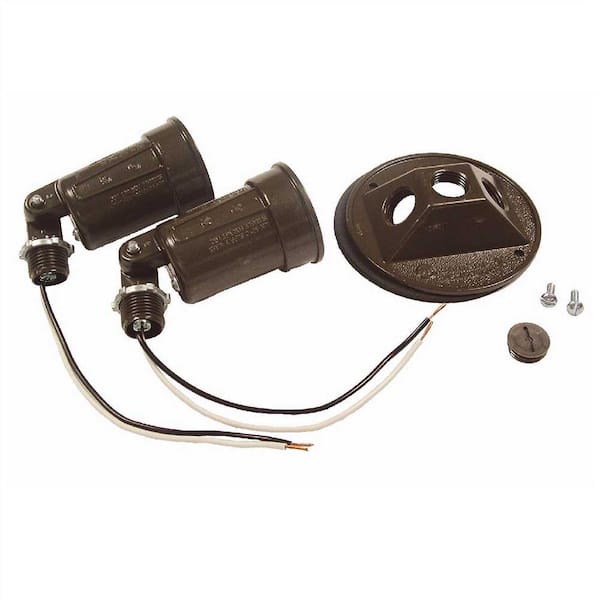 N3R Bronze 4 in. Outdoor Round Cover with 2 Lampholders with External Gasket