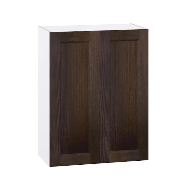 J COLLECTION Georgetown 27 in. W x 14 in. D x 35 in. H Assembled Wall Kitchen Cabinet in Chestnut