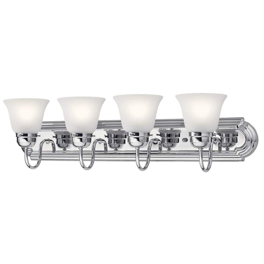 Traditional 30" Chrome 4-Light Vanity with Satin Etched Glass