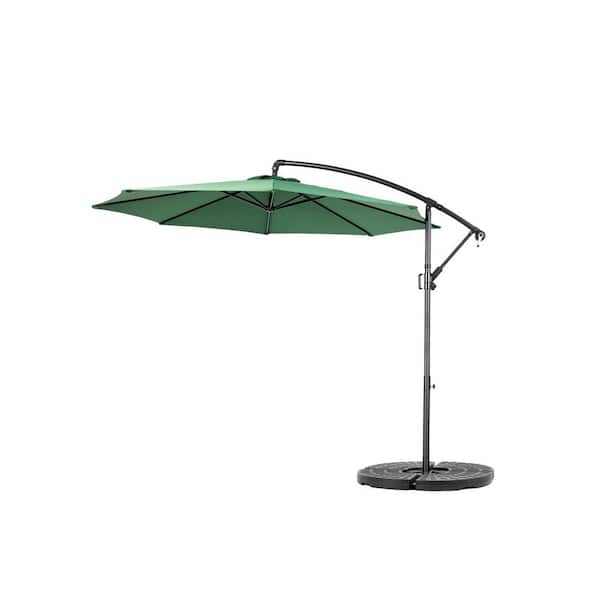 Unbranded Cantilever Umbrella, 10 ft. Powder Coated Steel Cantilever Offset Hanging Patio Umbrella in Dark Green