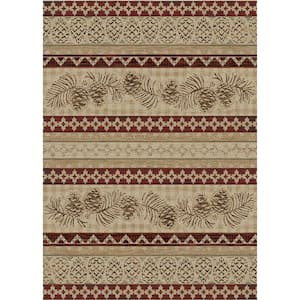 American Destination Pineview Lodge Antique 2 ft. x 4 ft. Woven Abstract Polypropylene Rectangle Area Rug