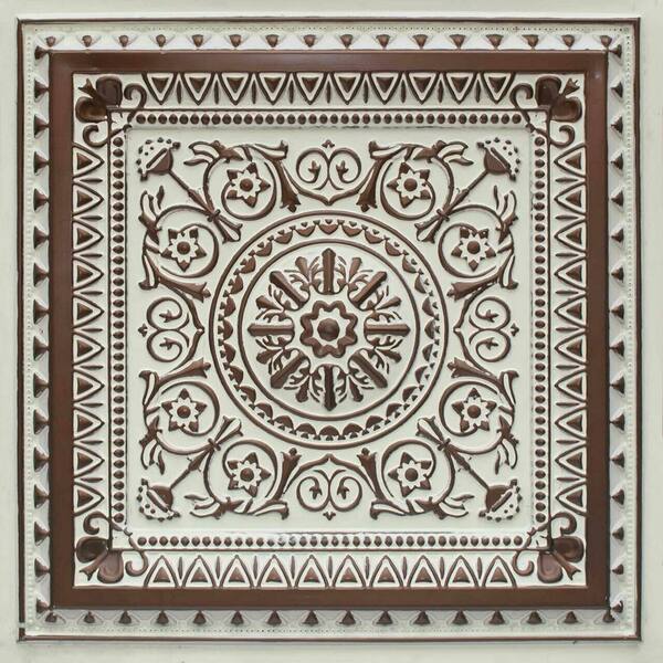FROM PLAIN TO BEAUTIFUL IN HOURS La Scala Antique Mocha 2 ft. x 2 ft. PVC Glue-up or Lay-in Faux Tin Ceiling Tile (200 sq. ft./Case)