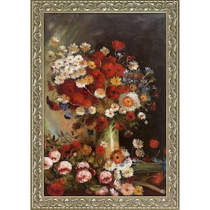 Vase with Poppies Cornflowers by Vincent Van Gogh Rococo Silver Framed Abstract Painting Art Print 29.5 in. x 41.5 in.