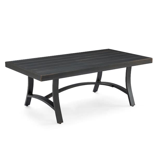 ULAX FURNITURE Rectangular Aluminum Outdoor Coffee Table with Half Arc Bottom