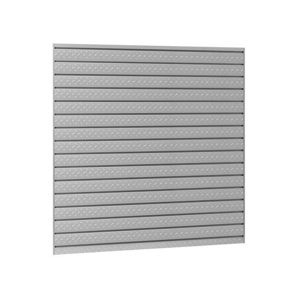 NewAge Products Pro Series 16 sq. ft. 96 in. W x 24 in. H Diamond Plate Steel Slatwall