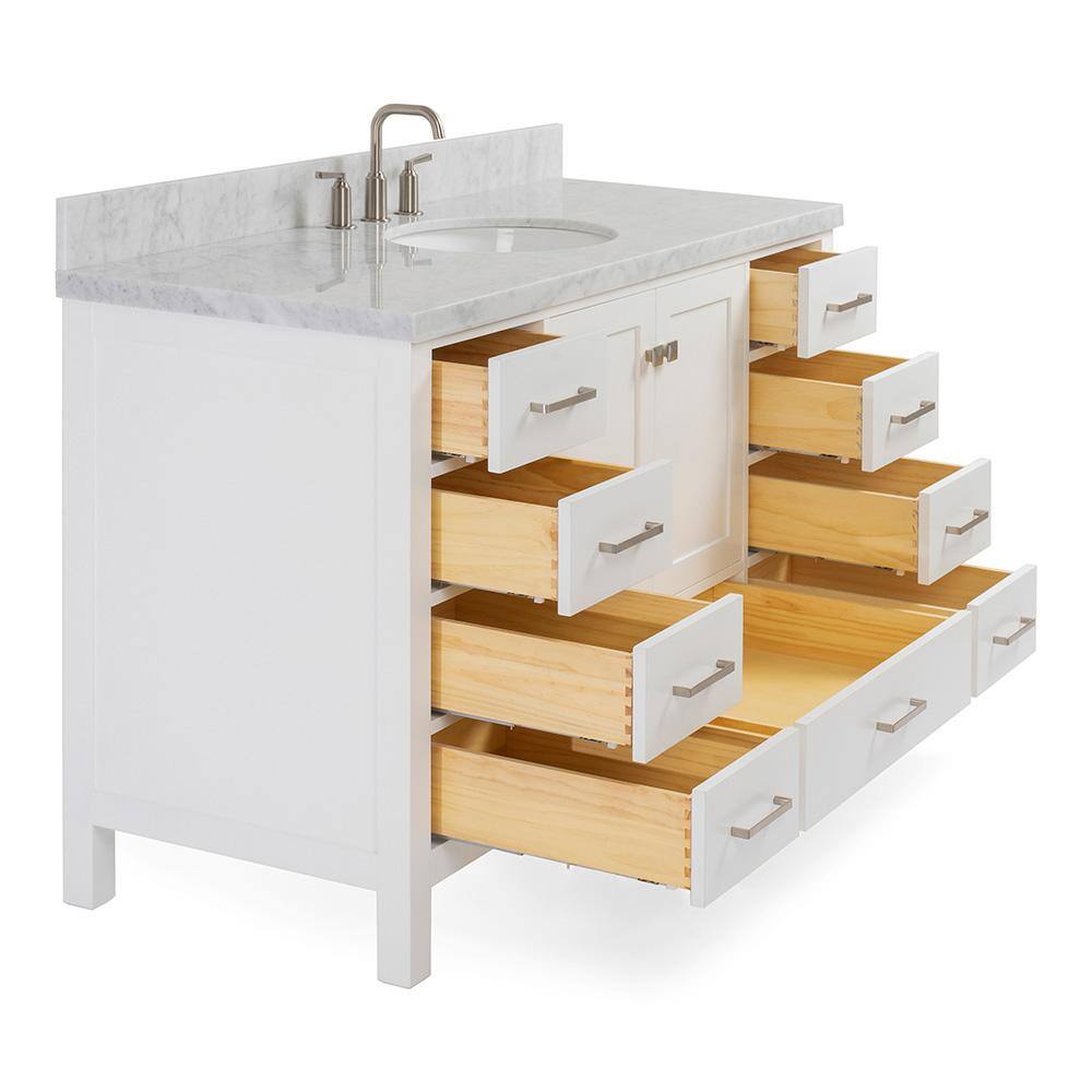 Cambridge 55" White Marble Top Single Basin Vanity