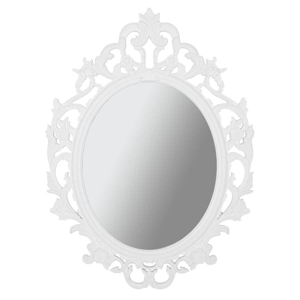 StyleWell Kids Medium Vintage Oval Framed Bright White Mirror (23 in. W x 31 in. H)