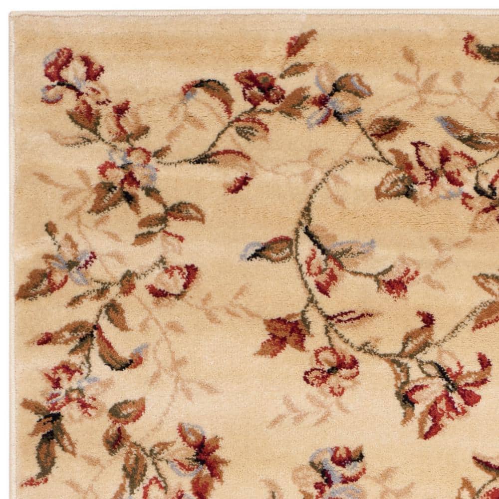 Ivory Beige Floral Safavid Style Rectangular Area Rug