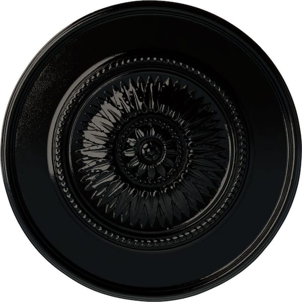 Ekena Millwork 23-1/2 in. x 2-3/4 in. Floral Urethane Ceiling Medallion, Black Pearl