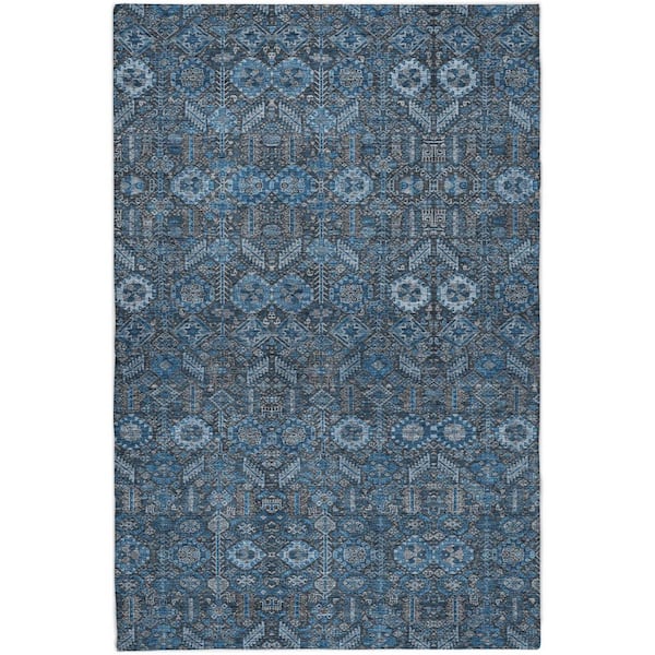 Dream Shag Premium Machine Washable Abstract ADS574 Blue 3 ft. x 5 ft. Area Rug