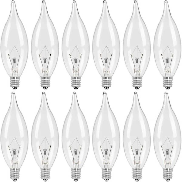 phyfalip 12-Pack E12 Candle Light Bulbs 40W Warm White 2500K