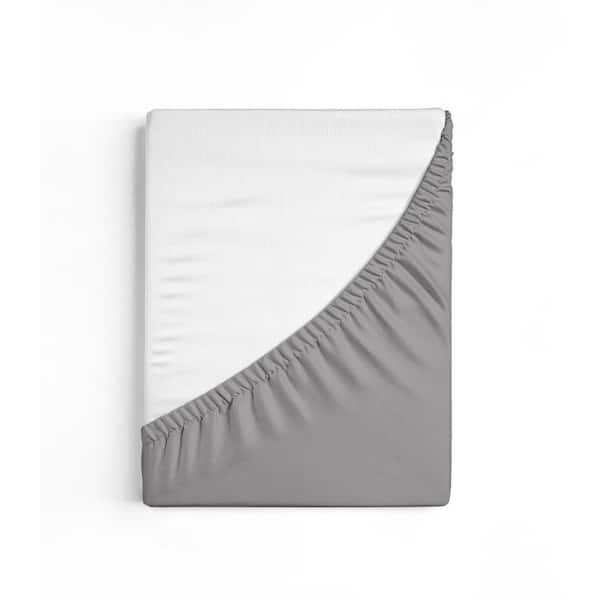 A1 Home Collections A1HC GOTS Certified Organic Cotton Dark Grey Sateen Weave 300TC Single Ply King Fitted Sheet