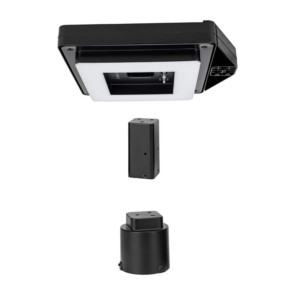 Contemporary Black Aluminum 99" LED Solar Lamp Post