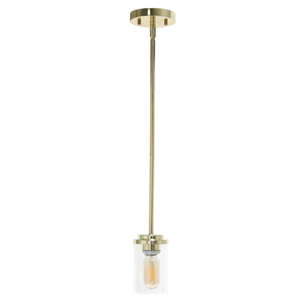 5.75 in. 1-Light Gold Essential Modern Farmhouse Adjustable Cylindrical Cle