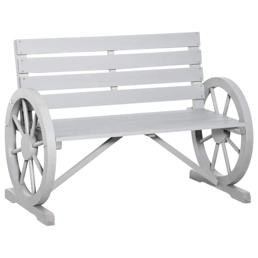 Charcoal Grey 2-Person Seat Wood Outdoor Bench -  Outsunny, 84B-183ND