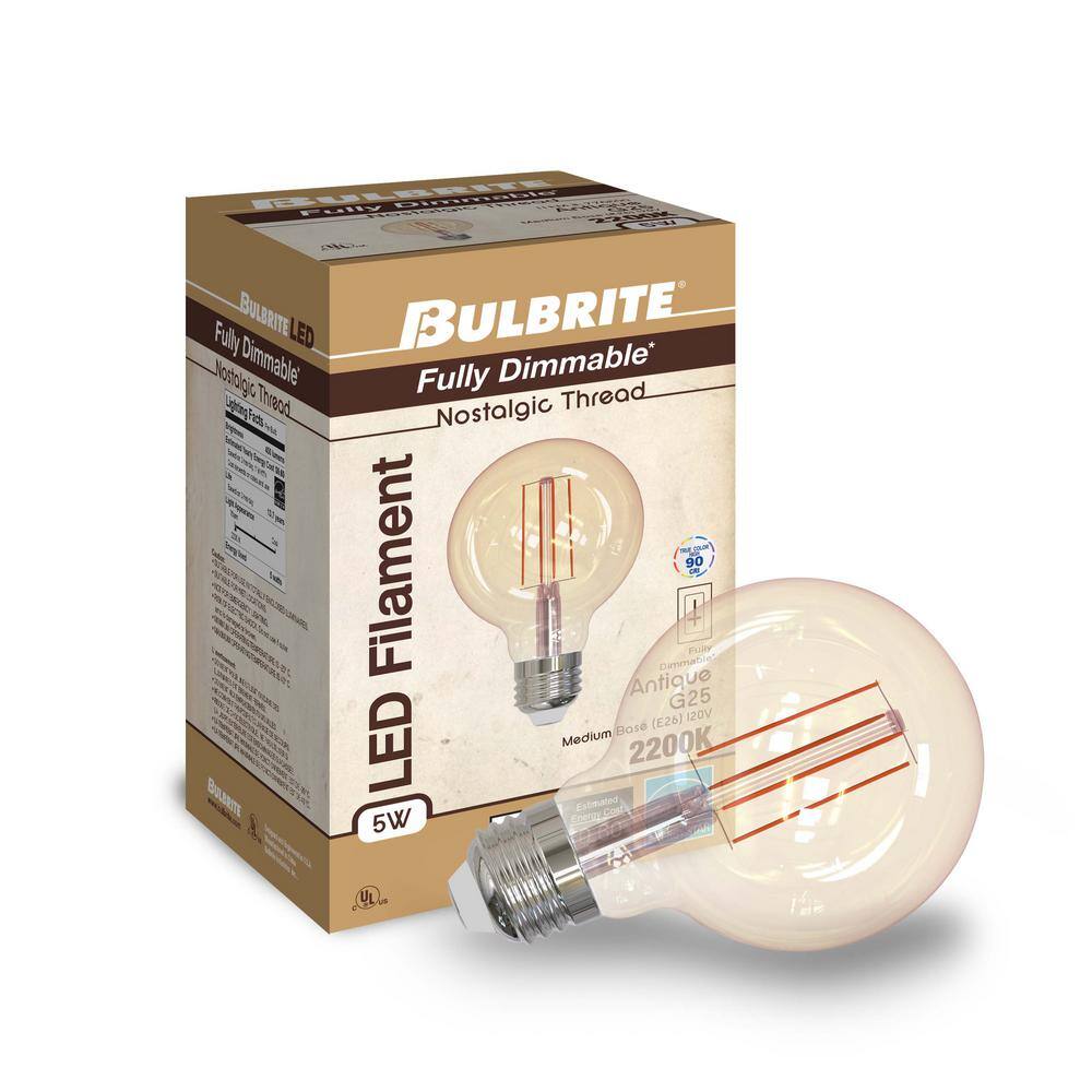 Amber Antique G25 LED Dimmable Light Bulb, 40 Watt Equivalent