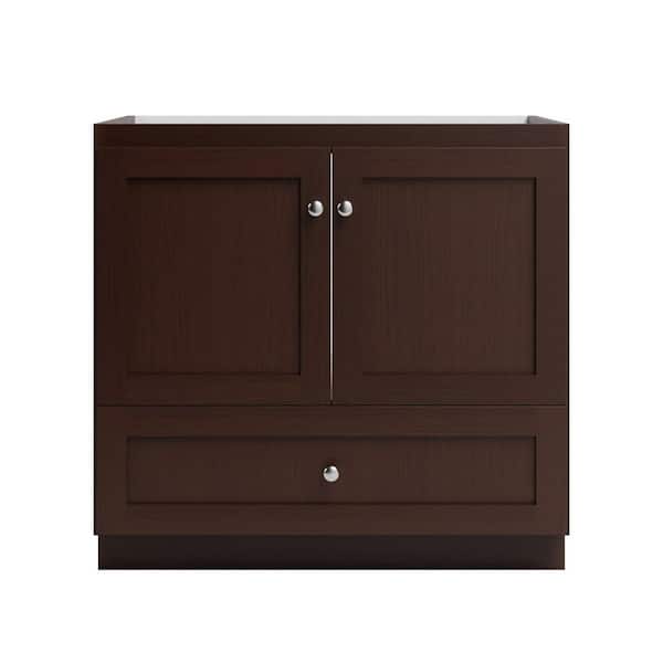 Simplicity by Strasser Shaker 36 in. W x 21 in. D x 34.5 in. H Bath Vanity Cabinet without Top in Dark Alder