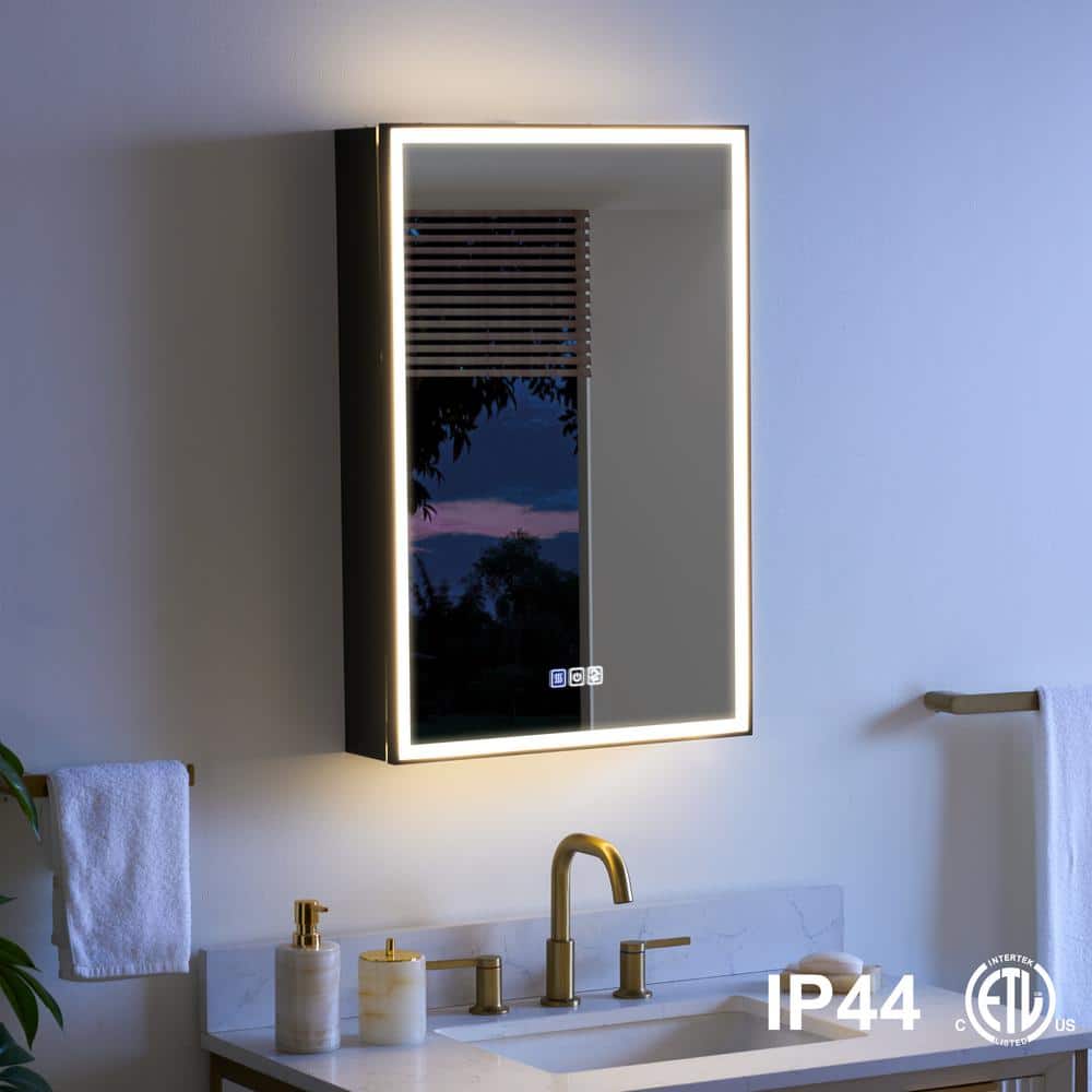 20 in. W x 30 in. H Rectangular Aluminum Recessed/Surface Mount LED Medicine Cabinet with Mirror, Outlets, Left-Hinge price history on PriceWatchPro
