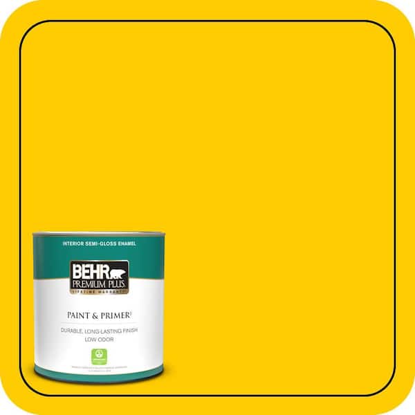 BEHR PREMIUM PLUS 1 qt. #380B-7 Marigold Semi-Gloss Enamel Low Odor Interior Paint & Primer