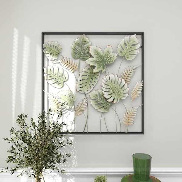 green leaf metal wall art