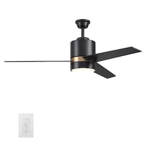 Ranger 52 in. Integrated LED Indoor Black Smart Ceiling Fan with Light Kit and Wall Control, Works w/Alexa/Google Home