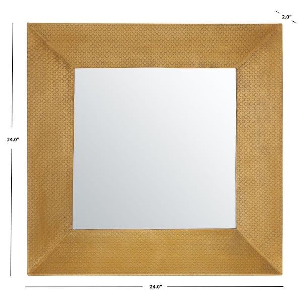 Pallava 24 in. W x 24 in. H Iron Square Modern Gold Wall Mirror