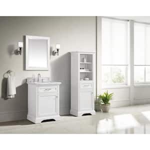 Windlowe 24 in. W x 22 in. D x 35 in. H Bath Vanity in White with Carrera Marble Vanity Top in White with White Sink