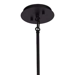 Bridgeview 16 in. Oil Rubbed Bronze and Wood Industrial 4-Light Chandelier, Hanging Ceiling Pendant
