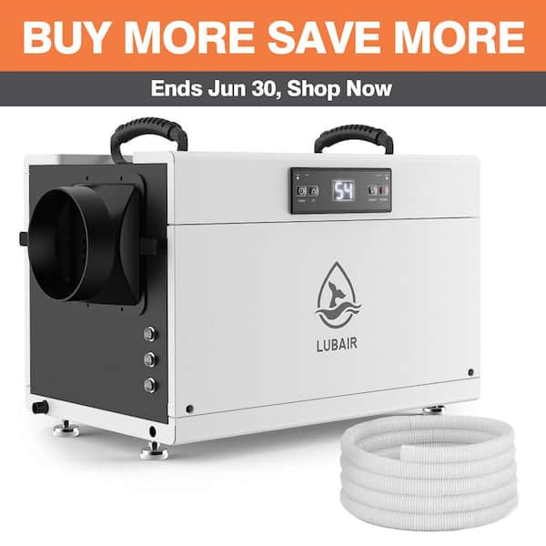 145 pt. 6,000 sq.ft. Bucketless Commercial Dehumidifier in White with Drain Hose, for Crawl Space