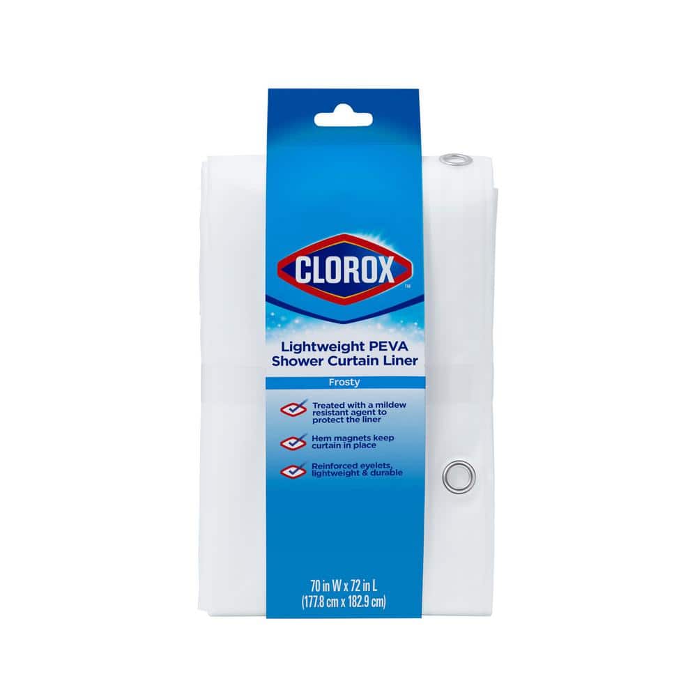 Clorox 70 in. W x 72 in. L White 4G PEVA Shower Curtain Liner MSI006866