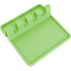 Silicone Utensil Rest with Drip Pad for Multiple Utensils Light Olive Green