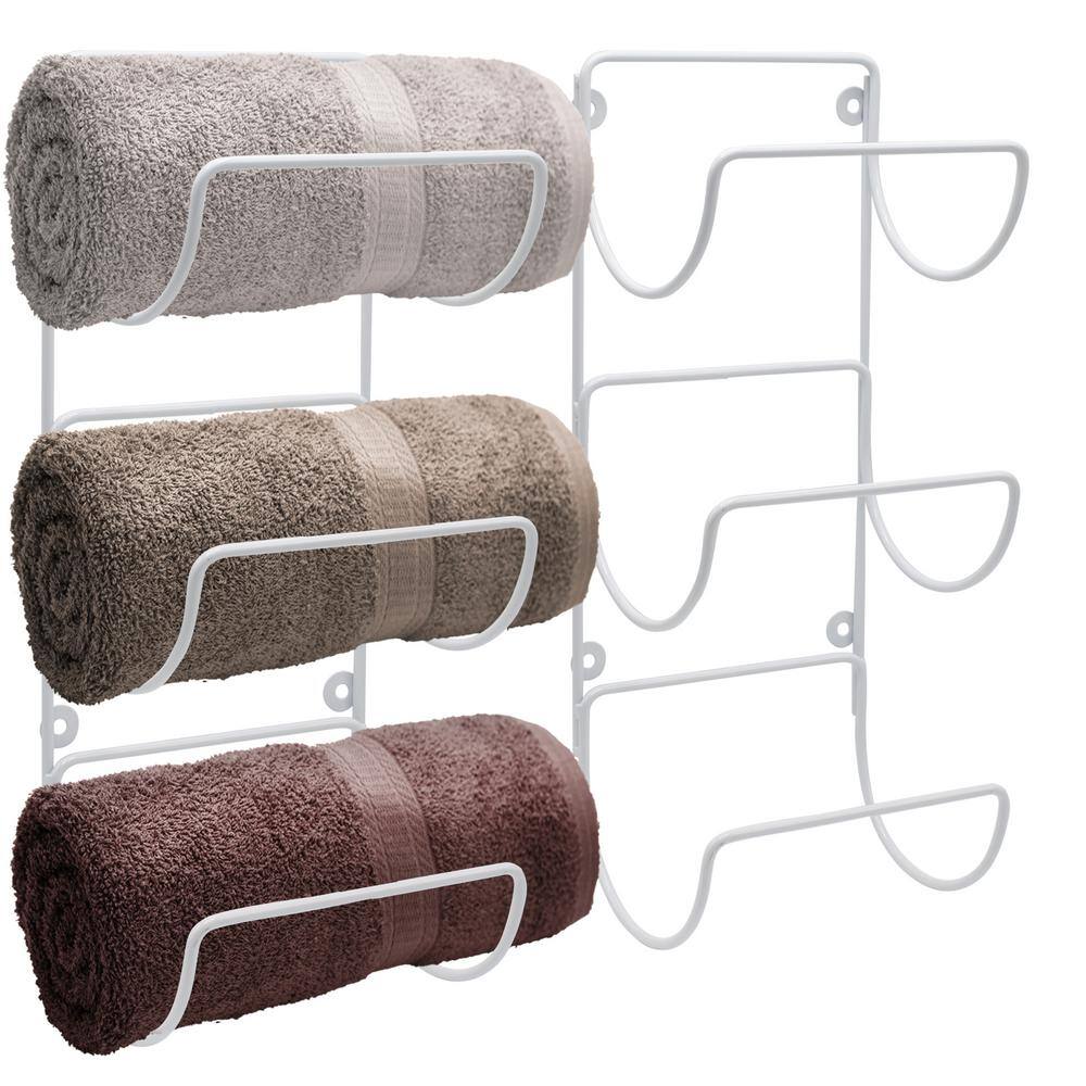 Matte White Wall Mounted Iron Towel Rack Set of 2