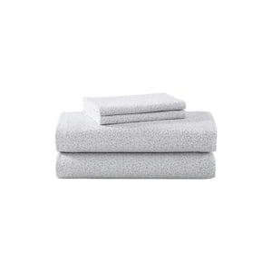 Chelsie Vine 3-Piece Gray Cotton Flannel Twin Sheet Set