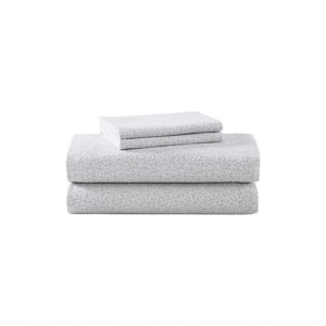 Chelsie Vine 4-Piece Gray Cotton Flannel Full Sheet Set