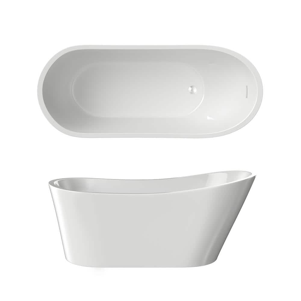 67 in. x 30 in. Soaking Bathtub with Reversible Drain in Glossy White