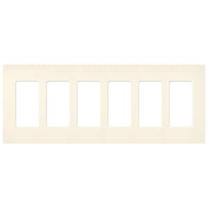 Claro 6 Gang Wall Plate for Decorator/Rocker Switches, Satin, Biscuit (SC-6-BI) (1-Pack)