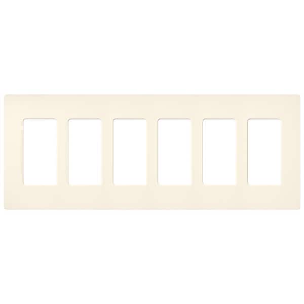 Lutron Claro 6 Gang Wall Plate for Decorator/Rocker Switches, Satin, Biscuit (SC-6-BI) (1-Pack)