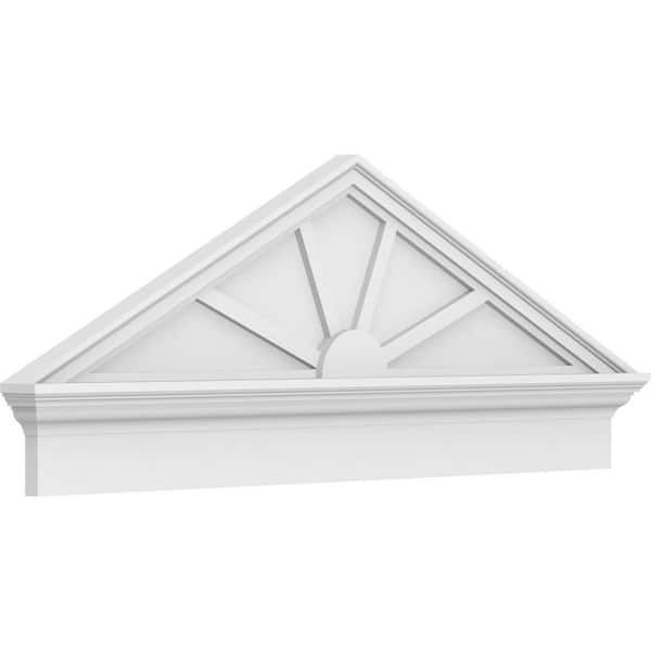 Ekena Millwork 48 in. W x 18-7/8 in. H x 2-3/4 in. P Pitch 6/12 Peaked Cap 4 Spoke Signature Urethane Combination Pediment Primed Tan