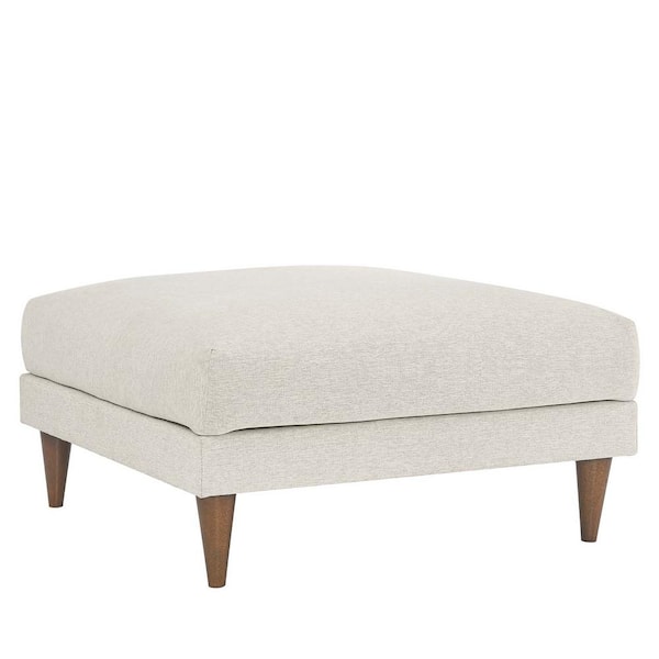 MODWAY Zoya Down Filled Overstuffed Ottoman in Ivory Fabric