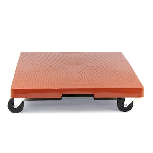 Devault Enterprises 16 in. x 16 in. x 4 in. Terra Cotta HDPE Square Plant Dolly/Caddy