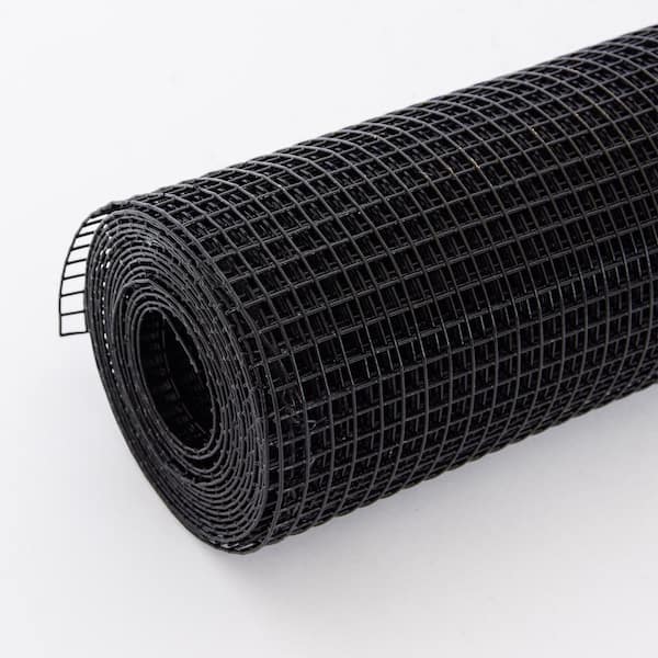 ATENGNES 48 in. x 50 ft. 19-Gauge 1/2 in. Black Vinyl Coated Hardware Cloth Welded Wire Fence Improvement and Chicken Coop