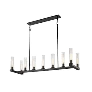 Beau 9-Light Bronze Chandelier with Glass Shade