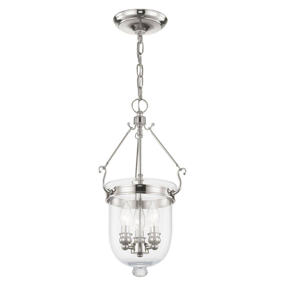 Elegant Jefferson 3-Light Chandelier in Polished Nickel with Clear Glass
