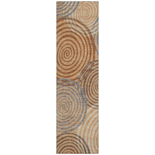 Chantille Machine Washable Indoor/Outdoor Abstract ACN2435 Copper 2 ft. x 7 ft. Runner Rug
