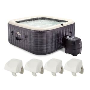 PureSpa Plus 4-Person Inflatable Square Hot Tub and Cushioned Pillow, White (4 Pack)